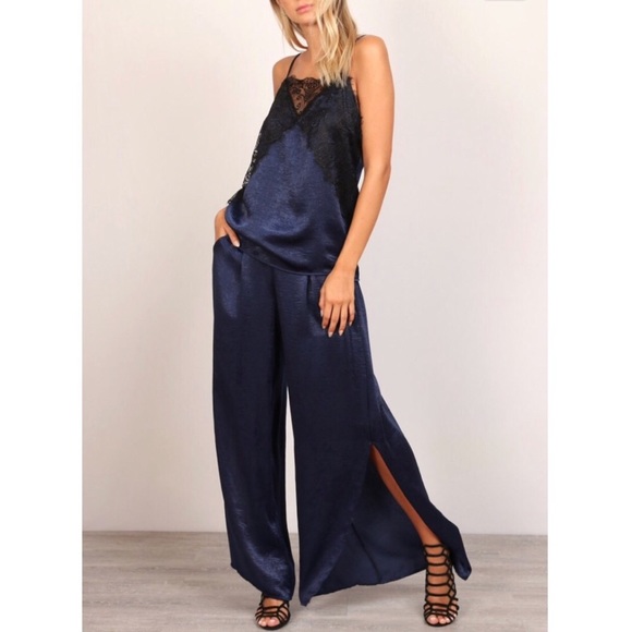 WIDE LEG PANTS WITH OPEN SLITS ON THE SIDES - Picture 1 of 6